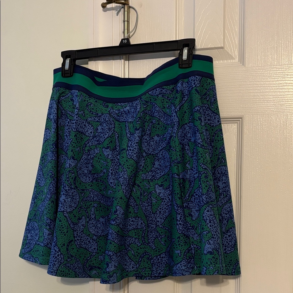 Green & Blue Patterned A-Line Skirt